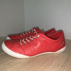 Andrea Conti Women's Slip-On Sneakers Red Leather EU 40 US 9 Minimalist Euro